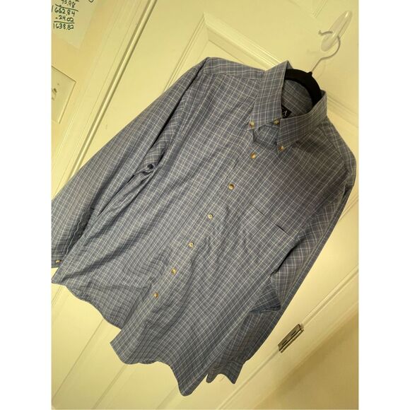Jos A Bank men’s button down shirt blue checkered medium tailored fit - Picture 1 of 5